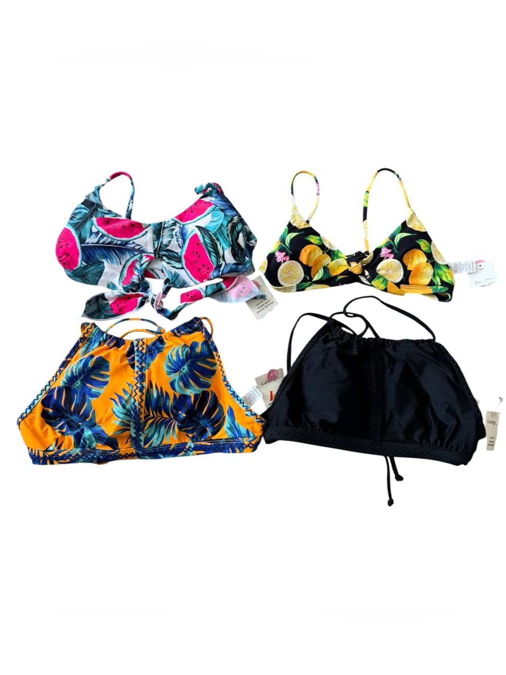 George Bikini Swim Tops Lot of 4 Junior S Halter Tropical NWT
